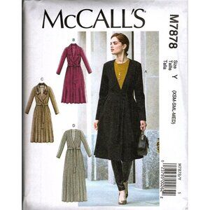 McCalls M7878 Misses XS to M Long Jacket and Belt New Uncut Sewing Pattern